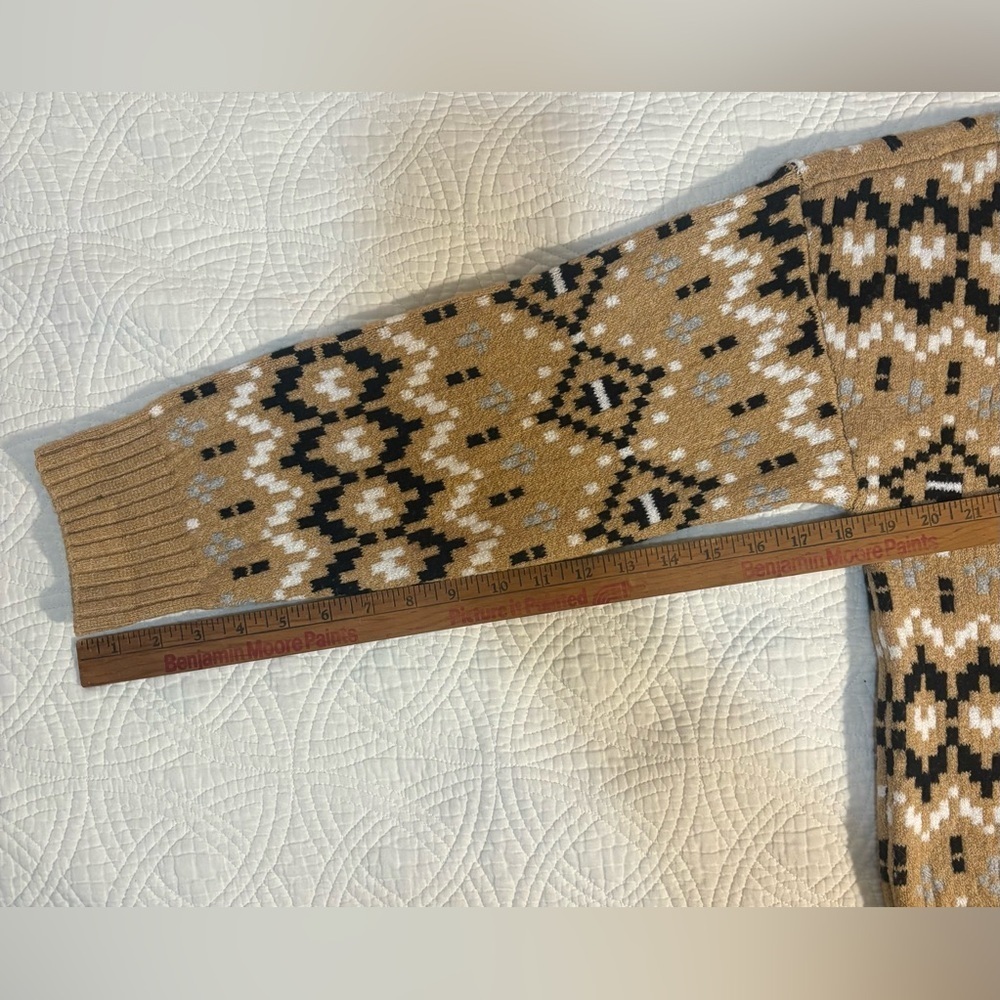 LOFT Tan and Black Patterned Turtleneck Sweater - Picture 7 of 8